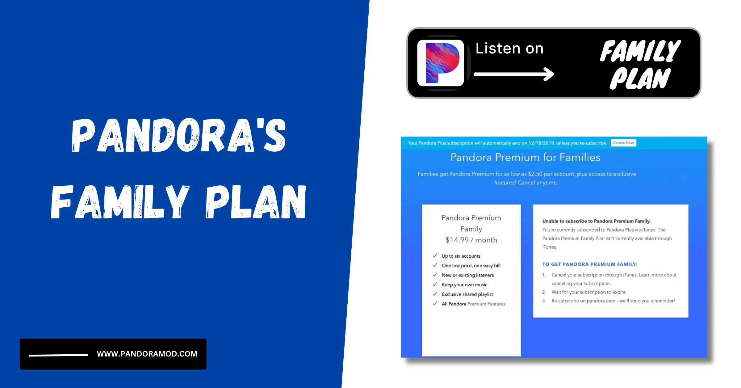 how does pandora family plan work